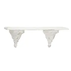 White Wood Vintage Wall Shelf, 11" x 32" x 6"