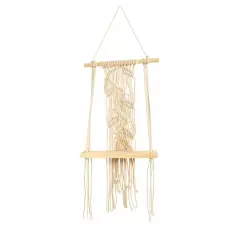 24" Boho Chic Wood Macrame Shelf