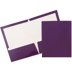 JAM Paper Glossy Laminated Two Pocket Folders, 50ct. Purple