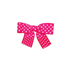 JAM Paper 3.25" Grosgrain Polka Dot Twist Tie Bows, 100ct. Shocking Pink