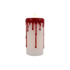 6" Red & White Dripping LED Wax Pillar Candle by Ashland&reg;
