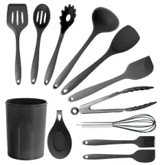 MegaChef Black Silicone Cooking Utensils Set, 12ct.