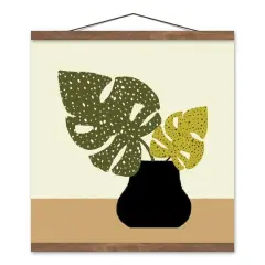 Designs Direct Spotted Monsteras Teak Hanging Canvas