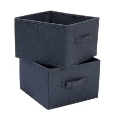 Household Essentials 7.5" Denim Blue Collapsible Cotton Blend Cube Storage Drawer, 2ct.