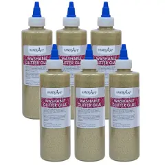 Handy Art&reg; 8oz. Washable Glitter Glue, 6ct. Gold