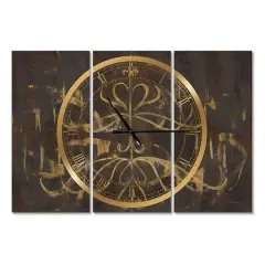 Designart Glam Gold Chandelier Modern 3 Panel Wall Clock