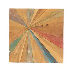 Multicolor Starburst Teak Wood Wall D&eacute;cor