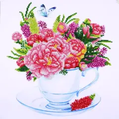 Diamond Dotz&reg; at Home Intermediate Floral Tea Cup Diamond Painting Kit