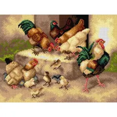 Orchidea Gobelin Canvas For Halfstitch Without Yarn After William Baptiste Baird - Spring Chickens