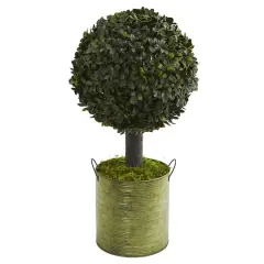 1.5ft. Boxwood Ball Topiary Tree in Green Tin