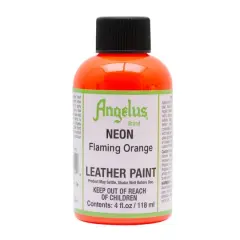 Angelus&reg; Neon Leather Paint, 4oz. Flaming Orange
