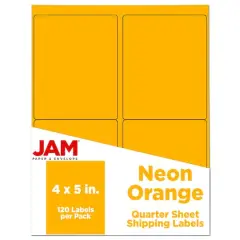 JAM Paper Extra Large Shipping Address Label Stickers Neon Orange