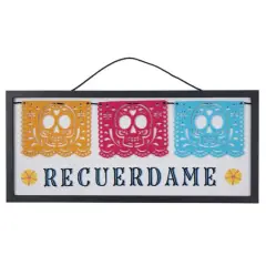 18" Day of the Dead Recuerdame Wall Sign in Black Frame by Ashland&reg;
