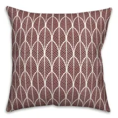 Leaf Pattern Indoor/Outdoor Throw Pillow Maroon