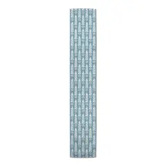 Light Houses Indoor/Outdoor Table Runner White On Light Blue