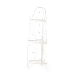 Glitzhome&reg; 3-Tiered Metal Corner Shelf Planter Stand White