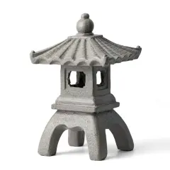 Glitzhome&reg; 16" MGO Faux Concrete Pagoda Garden Statue