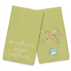 Tea Pot Spring Showers Tea Towel - Set of 2