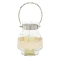 Clear Glass Country Cottage Candle Holder Lantern, 8" x 6" x 7"