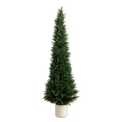6ft. UV-Resistant Cedar Tree in White Planter