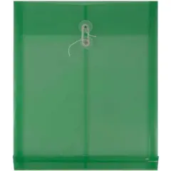 JAM Paper Letter Size Plastic Envelopes with Button & String Tie Closure, 12ct. Green