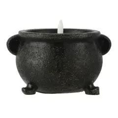 Black Cauldron Faux Flickering Flame LED Wax Candle by Ashland&reg;