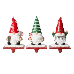 Glitzhome&reg; 7" Gnomes Stocking Holder Set
