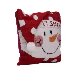 Glitzhome&reg; 14" Hooked 3D Snowman Pillow 