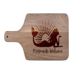 17" Mermaids Welcome Walnut Wood Paddle Cutting Board