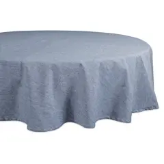 DII&reg; 70" Round Blue Solid Chambray Tablecloth