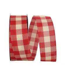 JAM Paper 2.5" x 50yd. Wired Country Buffalo Gingham Ribbon