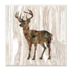Stupell Industries Wilderness Buck Watercolor Silhouette Rustic Grain Pattern,12" x 12"