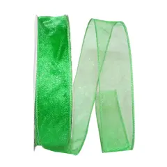 JAM Paper 1.5" x 50yd. Sheer Wired Ribbon Emerald