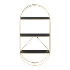 Hello Honey&reg; Metal & Wood Gold Oval Wall Shelf