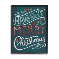 Stupell Industries Have Yourself Merry Christmas Phrase Framed Giclee Art Black