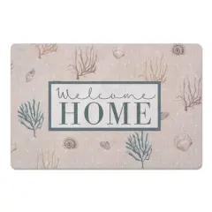 Welcome Home Multi Shell Plus Floor Mat Coral and White Plus on Blush