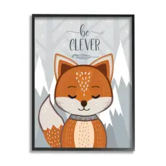 Stupell Industries Be Clever Cute Fox Mountain Gicl&eacute;e Textured Black Framed Wall Art