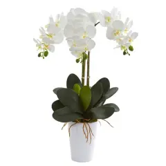 24" Phalaenopsis Orchid Artificial Arrangement in White Vase
