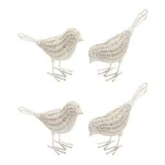 Faux Wicker Bird Figurines Set