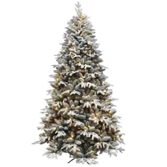 7.5ft. Pre-Lit Flocked Artificial Christmas Tree, Multicolor Lights