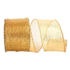 Reliant 2.5" x 10yd. Web Mesh Metallic Wired Ribbon Gold