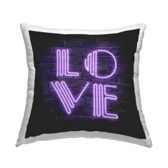 Stupell Industries Purple Neon Love Word Urban Design Throw Pillow, 18" x 18"