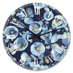 Designart 'Indigold Metallic Flower Pattern Traditional Wall Clock