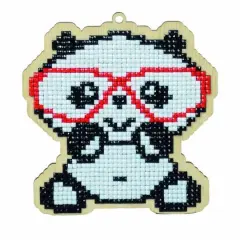 Wizardi Diamond Painting Ornament Kit Panda In Glasses