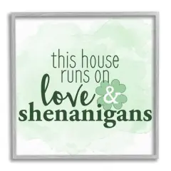 Stupell Industries Love & Shenanigans Family Shamrock Phrase Framed Giclee Art Gray