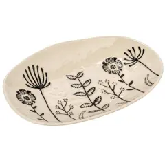 Hello Honey&reg; 12.25" Cream & Black Floral Stoneware Plates, 4ct.