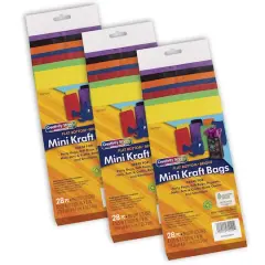 Creativity Street 3 Pack Assorted Bright Colors Mini Kraft Bag