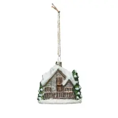 Hello Honey&reg; 3.5" Christmas Cabin Glass Ornament