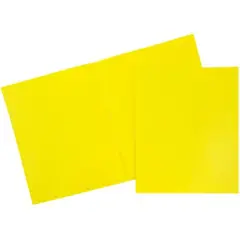 JAM Paper 9.5" x 11.5" Plastic 2 Pocket School POP Folders, 6ct. Yellow