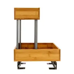 Household Essentials Glidez Steel & Bamboo Slide-Out 2-Tier Storage Organizer